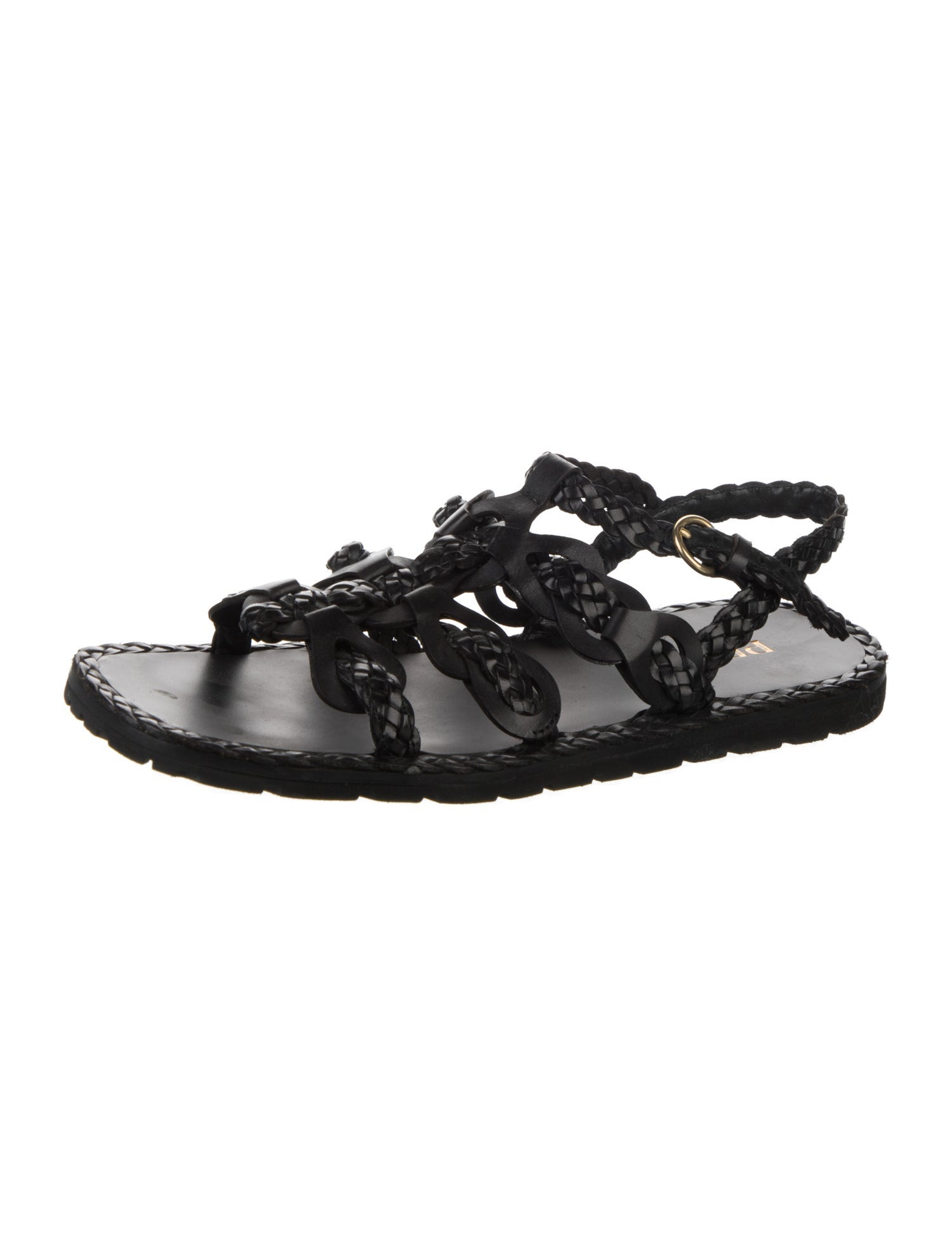 Prada Leather Braided Accents Gladiator Sandals